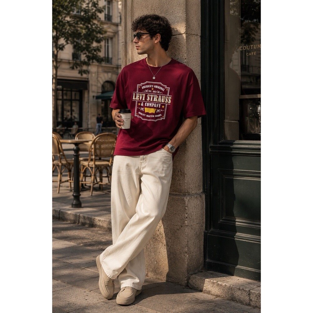LEVIS New Graphic T-Shirt Red Logo Print Cotton 3XLT Big Tall Casual Crew Tee